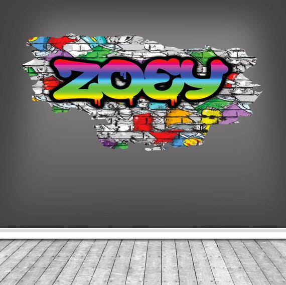 Personalised Custom Graffiti Name Wall Decals Full Colour Wall