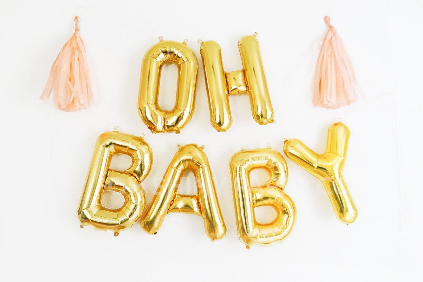 Oh Baby Etsy Oh Baby Balloons Gold Mylar Foil Letter Balloon Banner Kit
