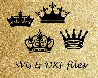 Crowns SVG DXF cut files, Princess Crown Svg, Silhouette Cricut Svg Cutting Files, Cameo Vinyl Digital Files, Royal Crown Template Dxf Svg