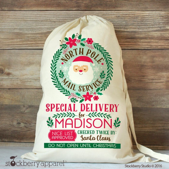 Santa Sack - Personalized Santa Sack - Canvas Santa sack - Christmas