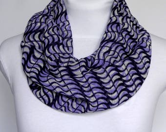 Purple Infinity scarf / Chiffon Scarf / Patterned Scarf / Fashion Scarf / Womens Scarf Loop Scarf / Fall Scarf / Spring Scarf / Gift For Mom