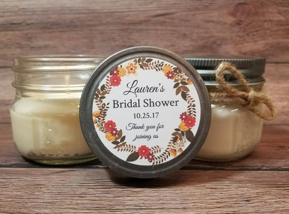 12 4 oz Personalized Fall Bridal Shower Candles Autumn