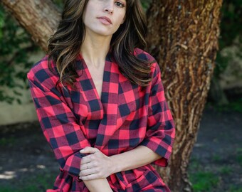 Bridesmaid Flannel Plaid Robe, bridesmaid robes, monogrammed robe, flannel robes, bridal robe,Getting Ready Robes, plaid robes, wedding robe
