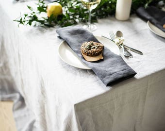 Linen Tablecloth, stonewashed linen, softened linen, natural linen, different sizes, light grey, organic tablecloth, eco friendly