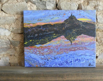 Mont Saint Michel painting sunset sunlight