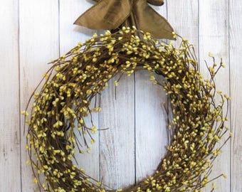 Year Round Wreath, Berry Wreath, Rustic Wreath, Small Wreath, Neutral Wreath