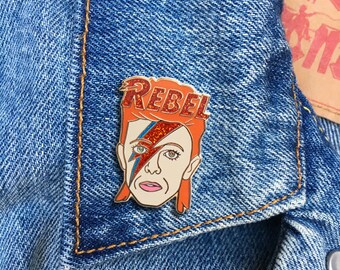 David Bowie Pin, Enamel Pin, Jewelry, Art, Artist, Music, Gift (PIN89)