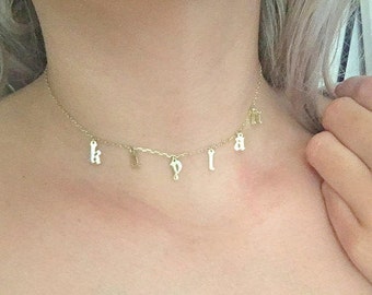 Choker Necklace - Personalized Choker Necklace - Custom Name Choker -Name choker - Gold Name Necklace - Name Choker - Gothic Choker