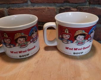Vintage Campbell’s soup collectible mugs, Two Campbell’s soup mugs, Vintage Campbell’s mugs