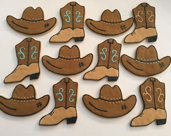 Cowboy boot cookies | Etsy