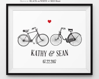 Anniversary Gift Wedding Anniversary Bicycle Art Print Anniversary Print Bicycles Anniversary Customize Engagement Wedding Gift Anniversary