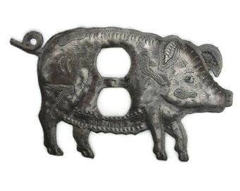 Lighting, Recycled Metal Outlet Plate Cover, Pig