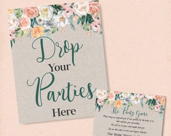 bridal shower panty game, lingerie shower game, hen party game, rustic, wedding shower games, instant download, party printables - br65
