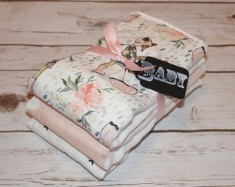 Modern Baby Burp Cloth~ Set of 3~Frolicking Fox~ Baby Shower Gift
