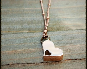 Cremtion Urn - Urn Necklace - Cremation Jewelry - Urn Jewelry - Keepsake Heart Urn - Rose Gold Urn Necklace - Sympathy Gift For Her
