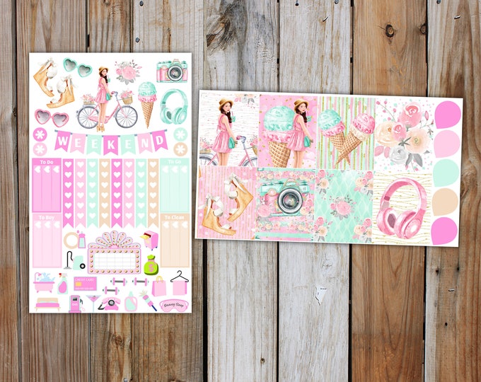 Summer in the City Planner Sticker MINI Kit | Summer Planner Stickers Kit for use with ERIN CONDREN Life Planner