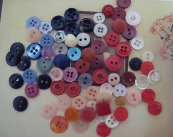 80 of glass, mother of Pearl buttons, plastic vintage