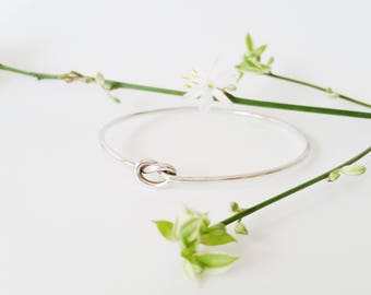 Silver Bangle. Sterling Silver Bracelet - Bangle Silver Knot Bangle. Round bangle.