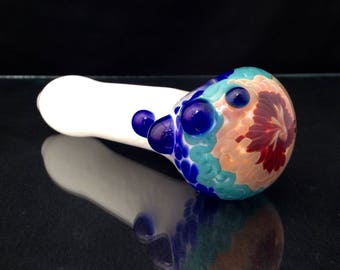 White Glass Pipe, Inside Out Rainbow Heady Glass Smoking Pipe