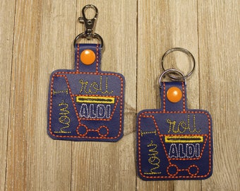 Aldi Key chain, Key chain, Aldi Keychain, Zipper Pull, Handmade, Embroidered, Key Fob, gift, Quarter holder
