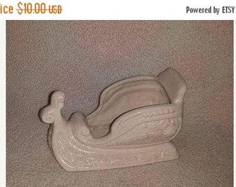 Vintage Santa Sleigh, White Christmas Sleigh, Christmas, Planter,Santa Sleigh Trinket Dish, Holiday, Christmas Decor, Napkin Holder