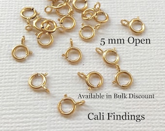 100 Pcs - 14K Gold Filled 5mm Spring Clasp, Gold Fill Clasp, Gold Fill Spring Clasp, Open Gold Spring Clasp, Gold Clasp, Necklace Clasp