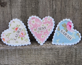 Fabric Heart Name Badges - Perfect for Hen Parties, Birthdays, Boutique shops etc.