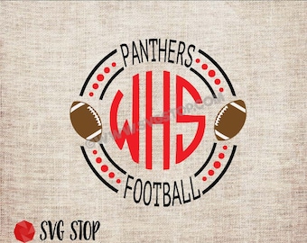 Panther Football Monogram Frame - SVG, DXF, PNG, Jpg, Eps - Cut File - Silhouette, Cricut, Sublimation Printing - Instant Digital Download