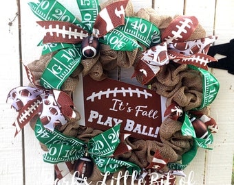 Burlap Football Wreath, It's Fall Play Ball Wreath, Football Wreath, Football Decor, Generic Football, Football Wreaths