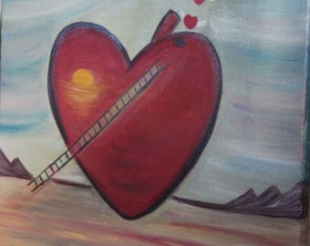 Abstract oil painting - Paint hearts dreams - cotton frame 50 x 65 cms