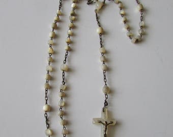 Vintage Mother of Pearl Rosary Antique MOP Rosary
