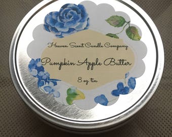 Pumpkin Apple Butter hand-poured soy wax candle in 8oz tin