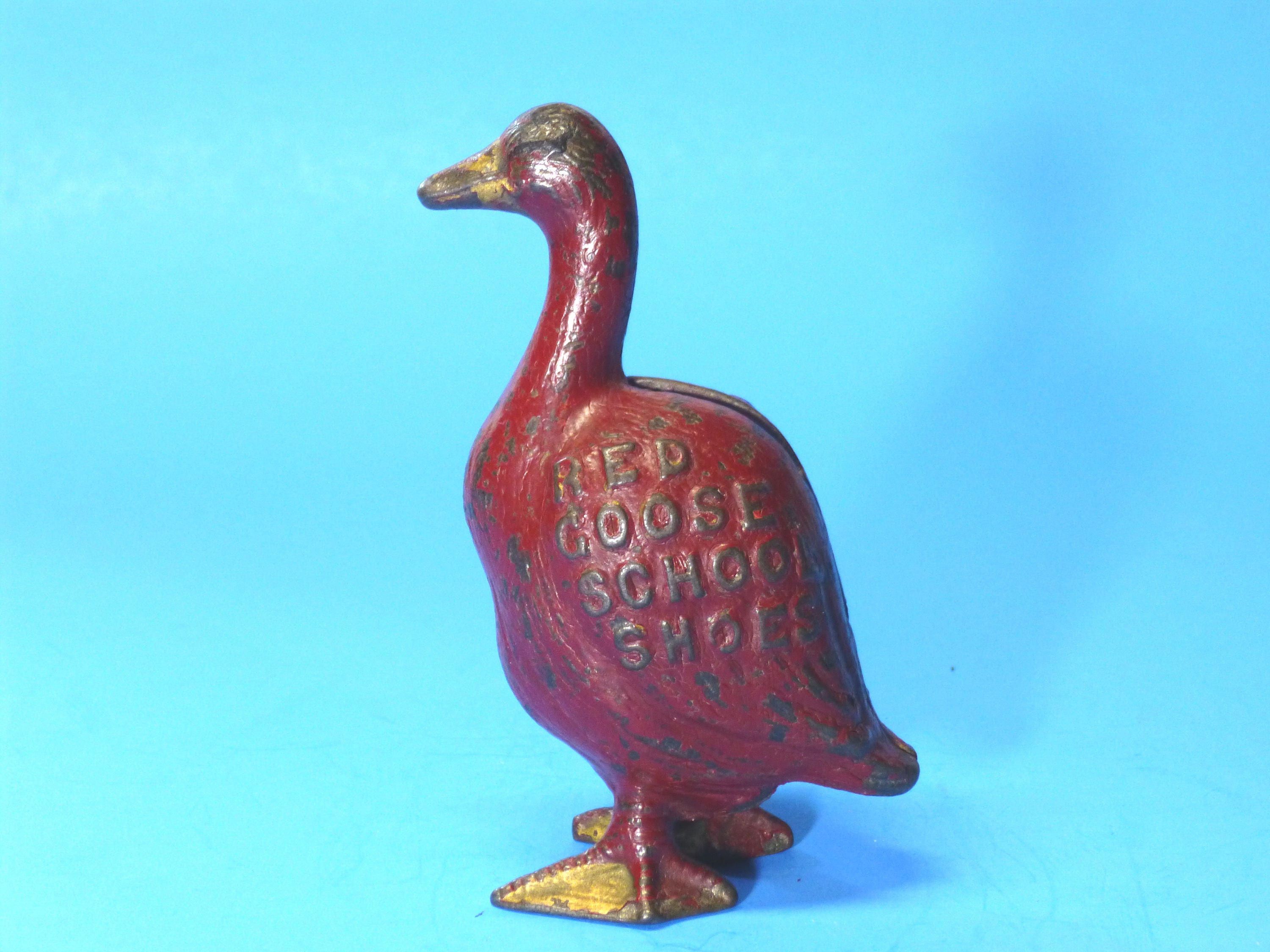 Cast Iron Bank Red Goose School Shoes Arcade