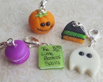 Halloween stitch markers for knitting, novelty stitch markers, pumpkin, ghost and cake knitting accessory