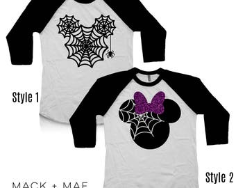 Halloween Disney Shirts, Mickey OR Minnie Castle Raglan Tees, Disney World, Matching Family Shirts, Infant Toddler Kids Men's Women's