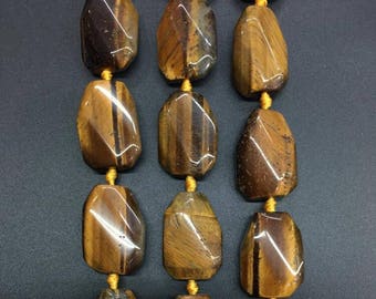 Approx 12pcs,Natural Tiger eye Slab Nuggets beads pendant,Raw yellow Tiger eye smooth slice necklace Jewelry Supplies 20x30mm