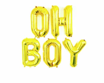 Oh Boy Gold Letter Balloons ~ Baby Shower Balloons~ Oh Baby ~ Baby Boy Shower ~ Its a Boy ~ 16 inch Air Fill Only