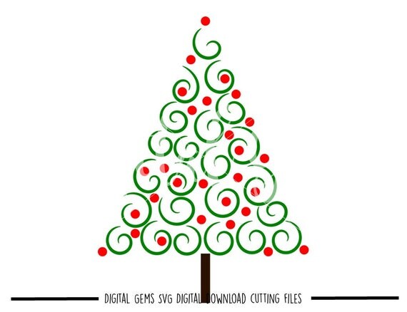 Download Swirly Christmas tree svg / dxf / eps / png files. Digital