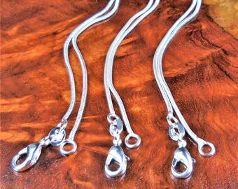 Sterling Silver Snake Chains - 925 Necklace Chain (J6) Lobster Claw Clasp Necklaces - Jewelry Supplies - 16" 18" 20" 22" 24" 30"