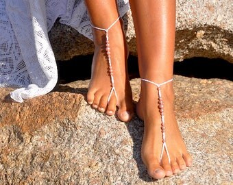 Crochet Barefoot sandals Tan lace shoes Barefoot sandal