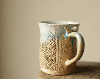 crochet mug cozy knitting mug crochet coffee mug knit mug blue white mug crochet cup cozy knit coffee mug yarn mug for crocheter
