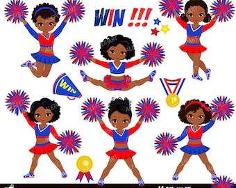 Maroon Black And White Cheerleader Digital Clipart Set For