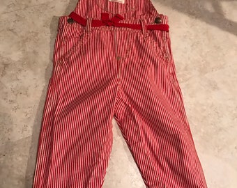 Vintage Oshkosh Vestbak sz 24 month Red/white striped overalls