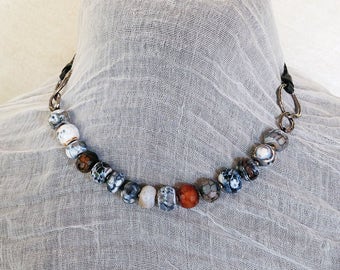 •AEON• ghost agate + mixed metal necklace (18