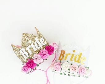 Bride crown - Bachelorette party - Bride to Be - White crown -gold crown - hen party - fully customiseable
