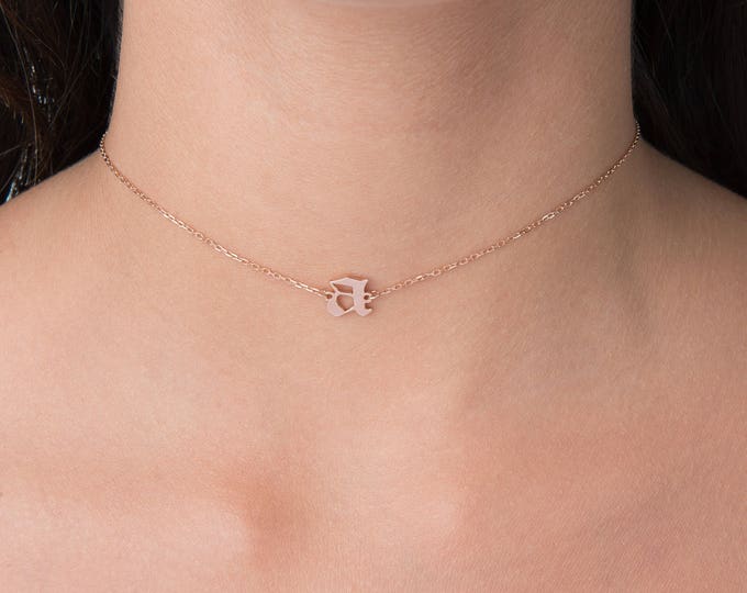Gothic Choker Necklace - Personalized Choker Necklace - Initial Choker Name Necklace - Name Plate Choker - Personalized Jewelry