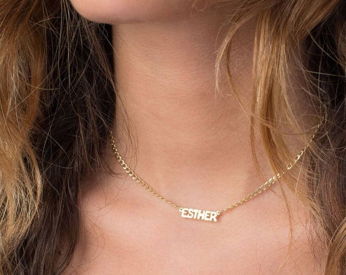 Custom Mini Choker Necklace Personalized Nameplate Gold Filled-Rose Silver necklace