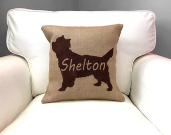 Custom Dog Silhouette Pillow, Burlap Pillow, Fur Baby Pillow, Dog Pillow, Personalized, Dog Bed, Pet Pillow