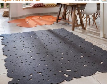 ON SALE Pebbles Rug, wool felt rug, felt area rug, cut out rug, modern area rug, felt rug, felt floor covering, felt carpet, merino wool rug