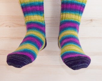 Handmade Knitted socks Womens woolen winter warm multicolor socks striped Socks for boots